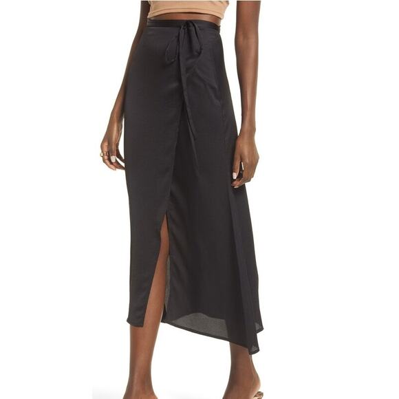 New ~ NORDSTROM ~ Open Edit ~ Satin Wrap Skirt Size S - Picture 2 of 10
